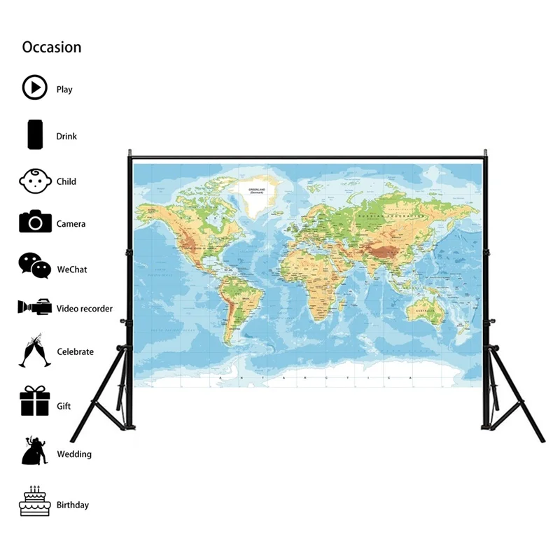 Non-woven World Map Unframe Home Decoration Physical Map of The World Wall Paper for Culture and Travel Supplies
Non-woven World Map Unframe Home Decoration Physical Map of The World Wall Paper for Culture and Travel Supplies