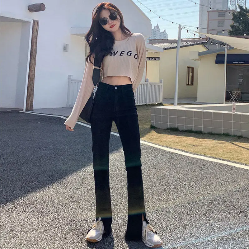 2021 spring new jeans women's high waisted slim versatile split stretch mop straight tube micro trumpet pants
2021 spring new jeans women's high waisted slim versatile split stretch mop straight tube micro trumpet pants