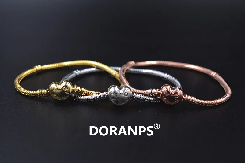 DORANPS charm 925 beads braclet bangle womens heart bracelets moments snake chain jewelry making | Украшения и аксессуары