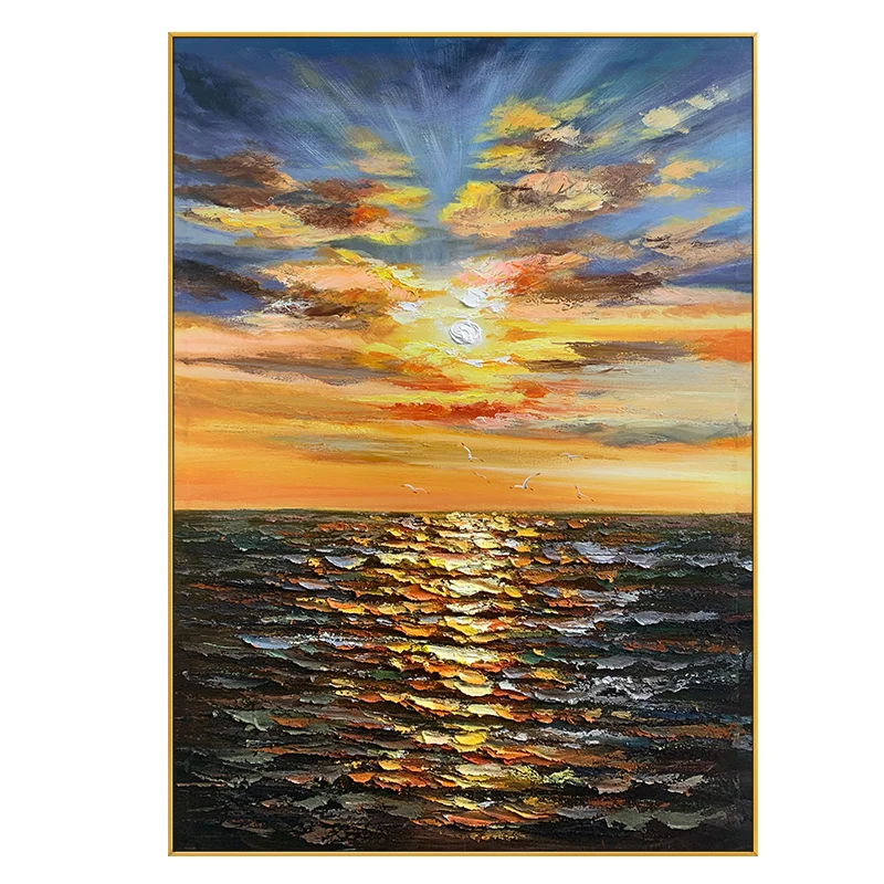 Hand-Painted Oil Painting on Canvas AbstractOcean Sunrise Home Living Room Bedroom Bathroom Wall Hang Art Hotel Decor No Framed 
Hand-Painted Oil Painting on Canvas AbstractOcean Sunrise Home Living Room Bedroom Bathroom Wall Hang Art Hotel Decor No Framed