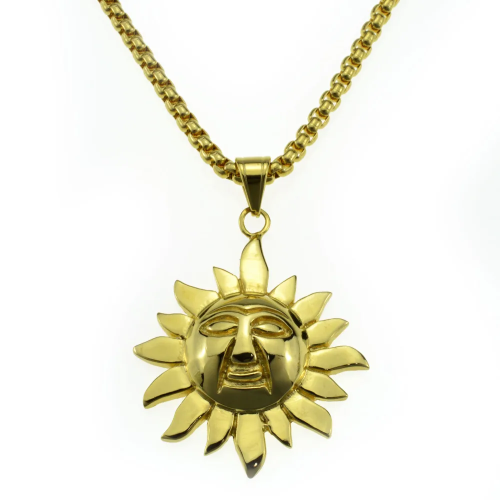 Men Women's 24k gold GP Stainless Steel Sun Face Necklace Pendant Jewelry N234
Men Women's 24k gold GP Stainless Steel Sun Face Necklace Pendant Jewelry N234