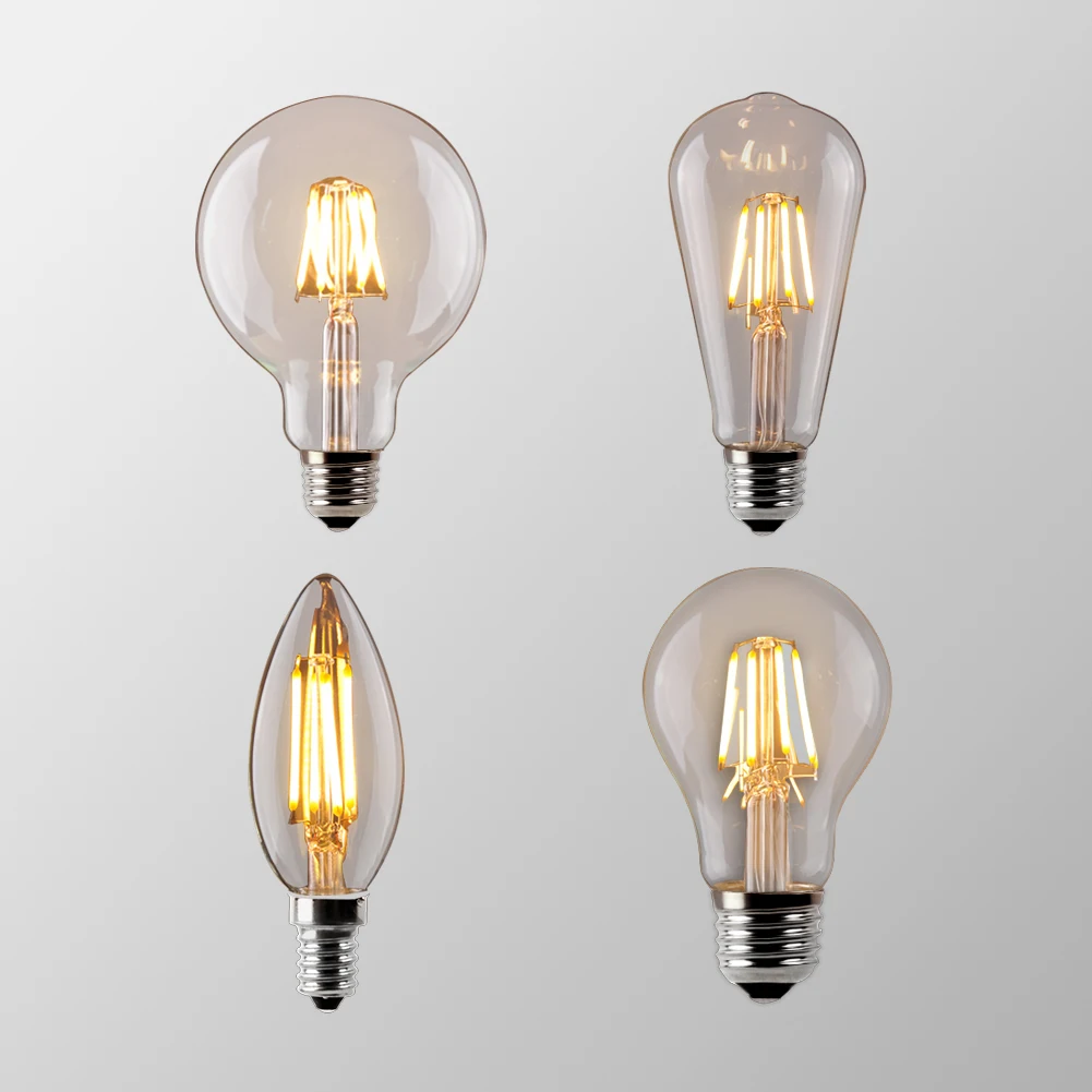 

LED Filament Bulb E27 Retro Edison Lamp 220V E14 Vintage C35 Candle Light Dimmable G95 Globe Ampoule Lighting COB Home Decor