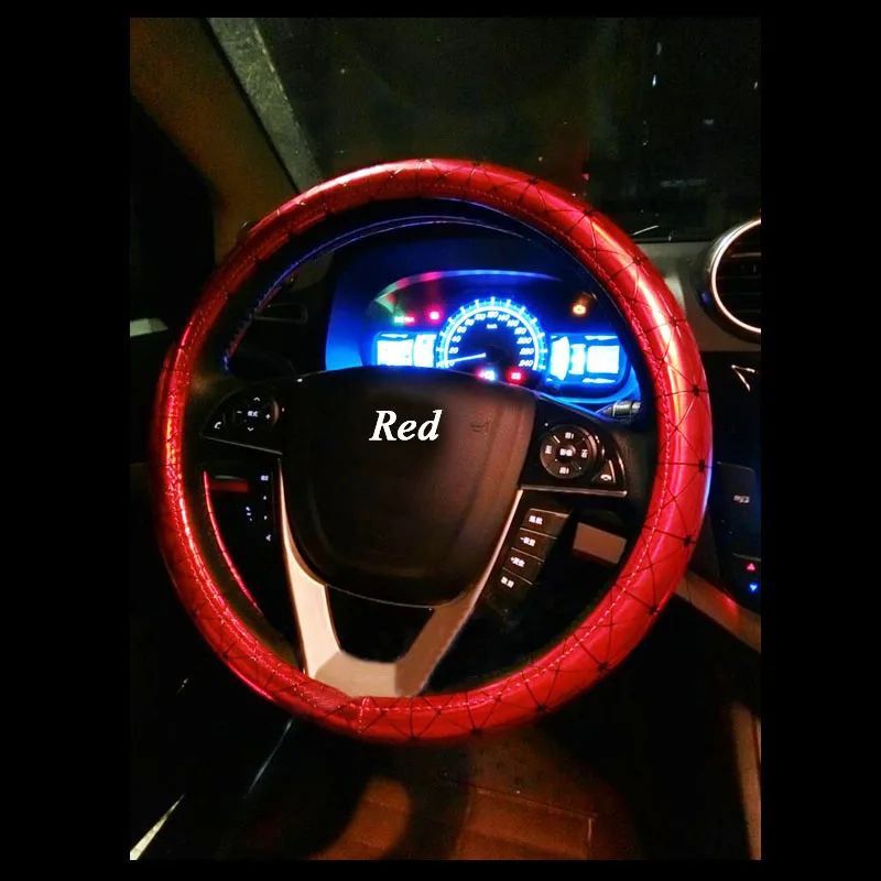 Auto Car Steering Wheel Covers Leather Electroplating Gold Silver Rose Red Rhombus Laser Discoloration Car Interior Accessories
Auto Car Steering Wheel Covers Leather Electroplating Gold Silver Rose Red Rhombus Laser Discoloration Car Interior Accessories