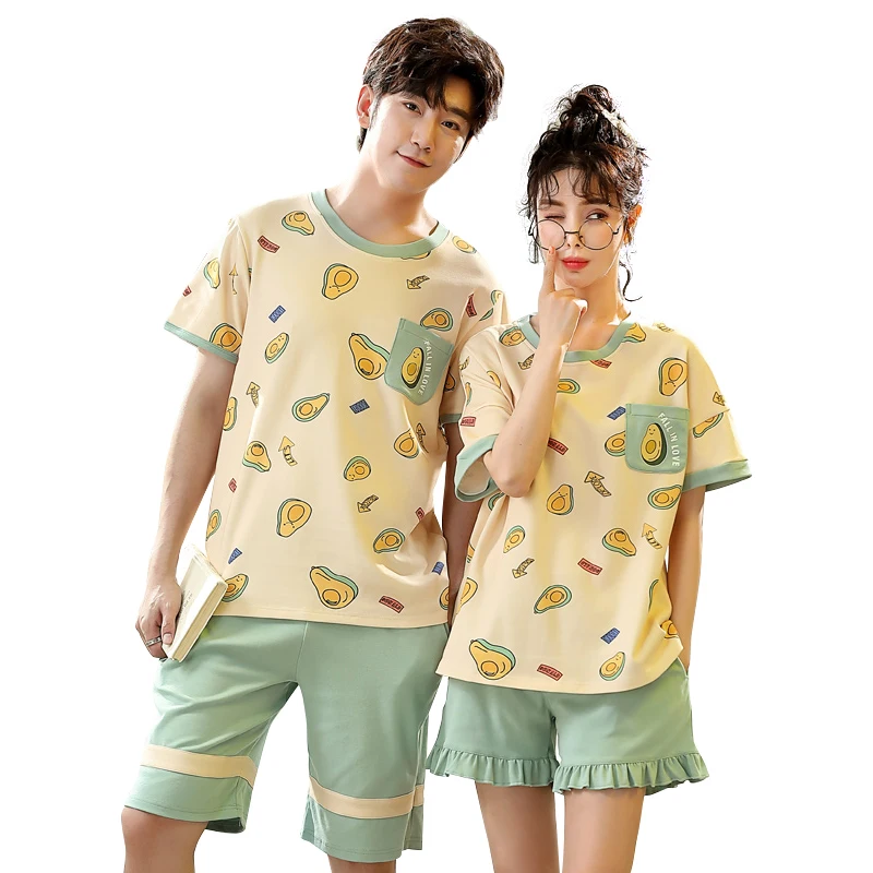 Couple Pajamas Women's Summer Suits Men's Short-sleeved Comfortable Soft Loose Thin Cotton 3xl Round Neck Home Wear Sleepwear
Couple Pajamas Women's Summer Suits Men's Short-sleeved Comfortable Soft Loose Thin Cotton 3xl Round Neck Home Wear Sleepwear