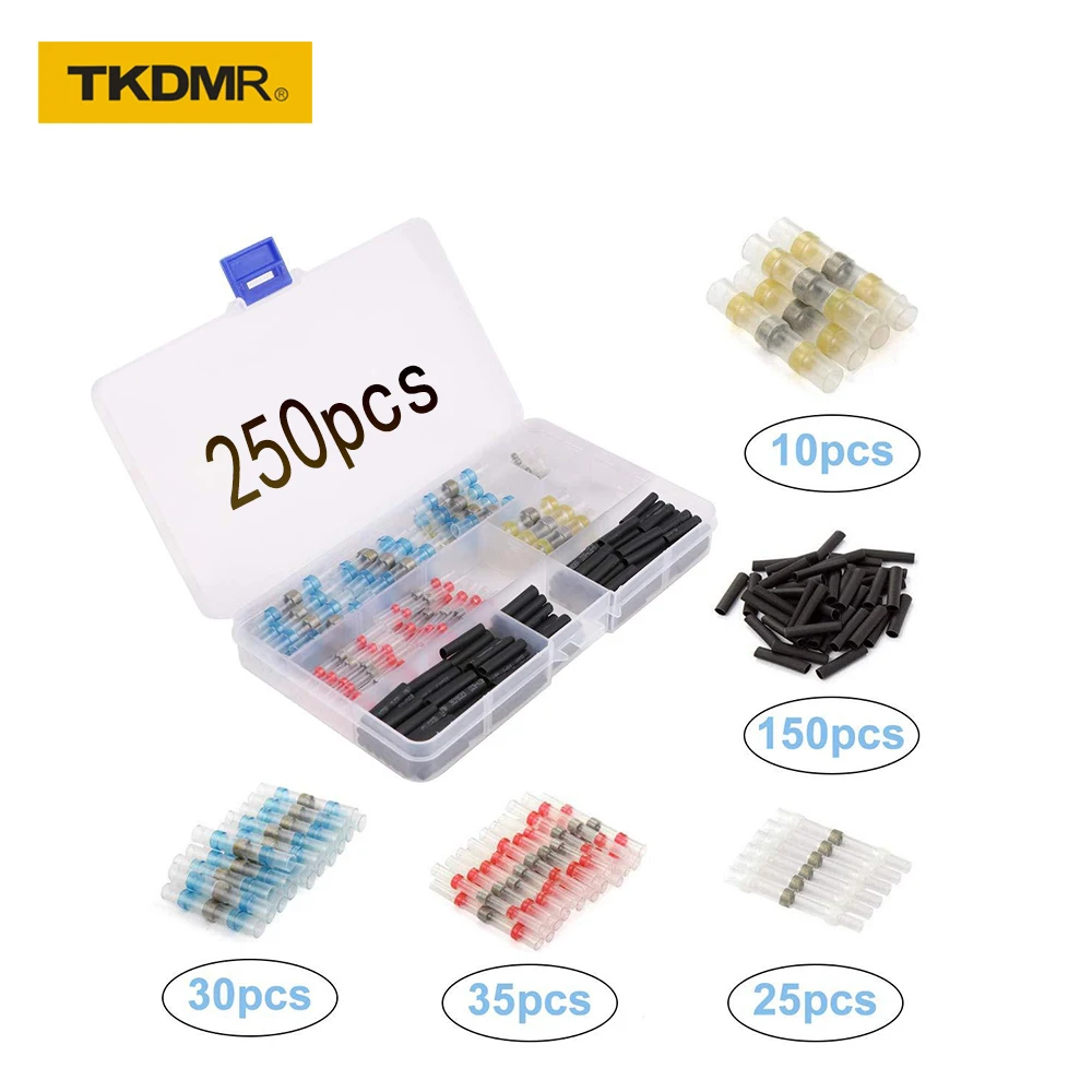 280/250/200Pcs Solder Seal Wire Connectors Kit, Heat Shrink Butt Connectors Waterproof and Insulated Electrical Wire Terminals
280/250/200Pcs Solder Seal Wire Connectors Kit, Heat Shrink Butt Connectors Waterproof and Insulated Electrical Wire Terminals