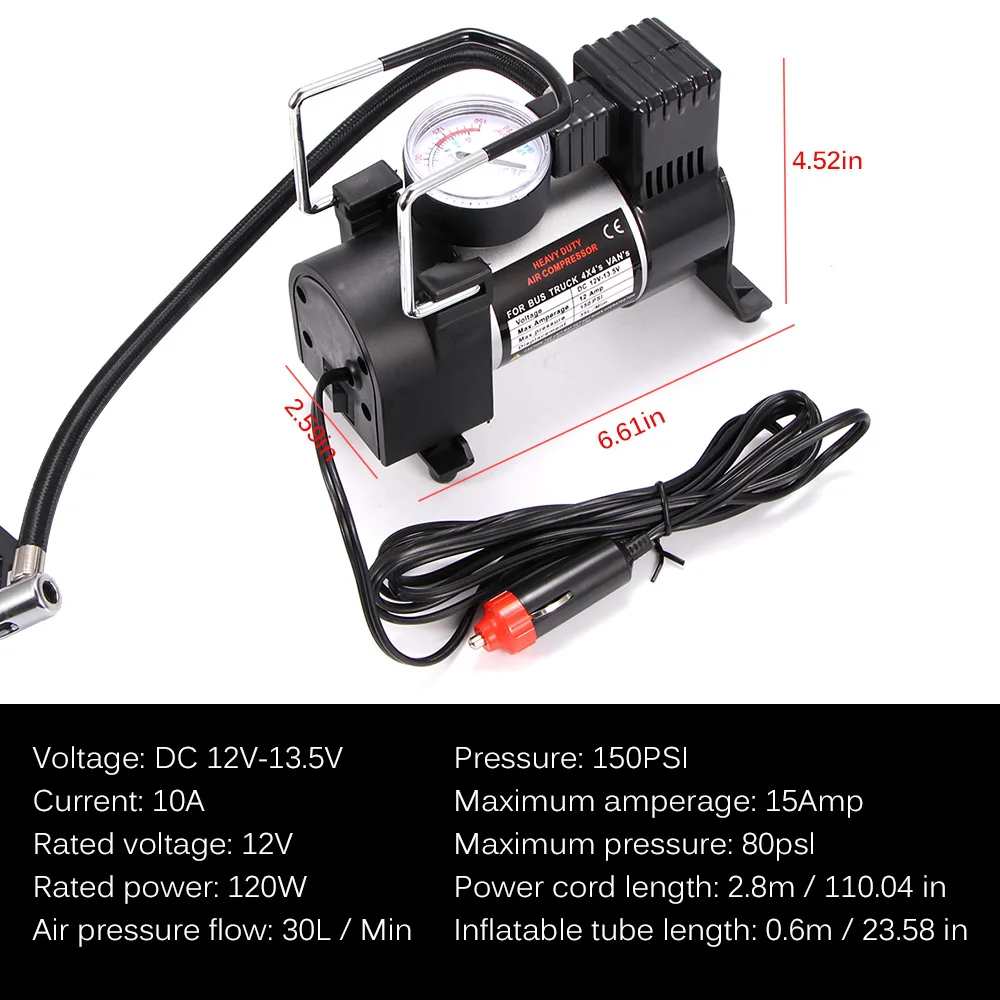 Universal 12V Car Motorcycle Double-Cylinder Inflator Pump Air Compressor Inflator 150PSI Car Tire Pump Auto Tyre Accessories
Universal 12V Car Motorcycle Double-Cylinder Inflator Pump Air Compressor Inflator 150PSI Car Tire Pump Auto Tyre Accessories