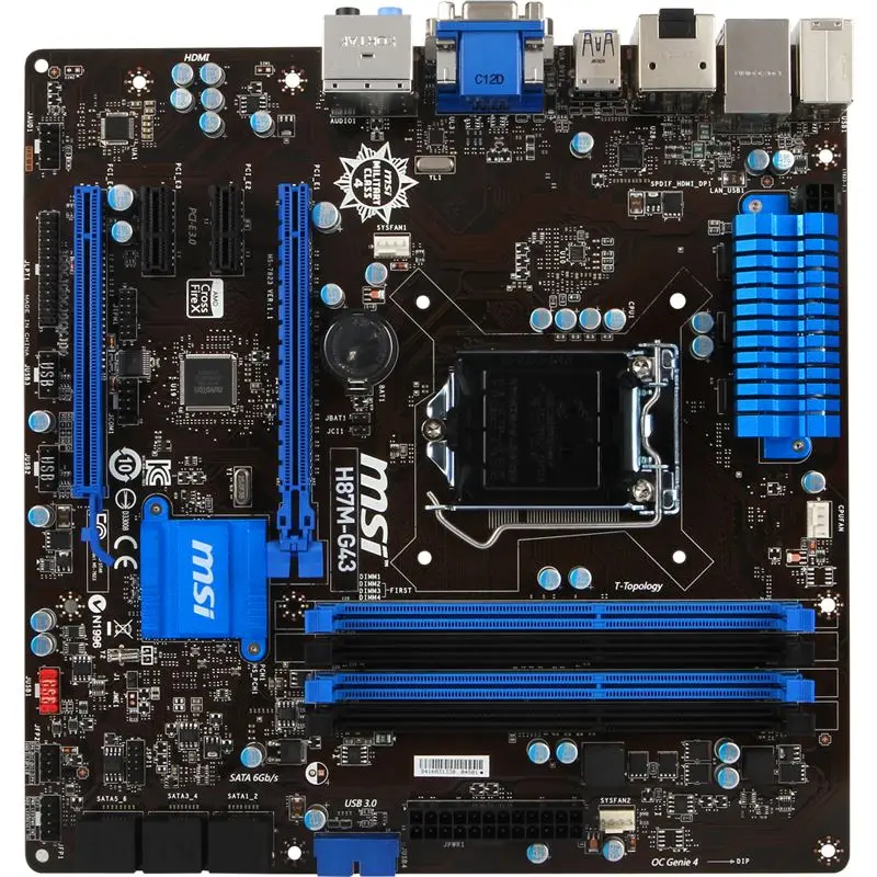 MSI H87M-G43 Intel H87 H87M LGA 1150 DDR3 64GB DVI VGA SATA III USB3.0 PCI-E X16 3.0 Micro ATX Desktop Original Motherboard
MSI H87M-G43 Intel H87 H87M LGA 1150 DDR3 64GB DVI VGA SATA III USB3.0 PCI-E X16 3.0 Micro ATX Desktop Original Motherboard