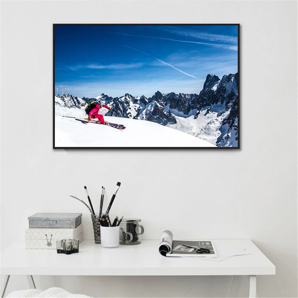 Skiing Sport Canvas Painting Posters and Prints Snowboarding Snow Mountain Wingsuit Flying Wall Pictures for Living Room Cuadros | Дом и сад