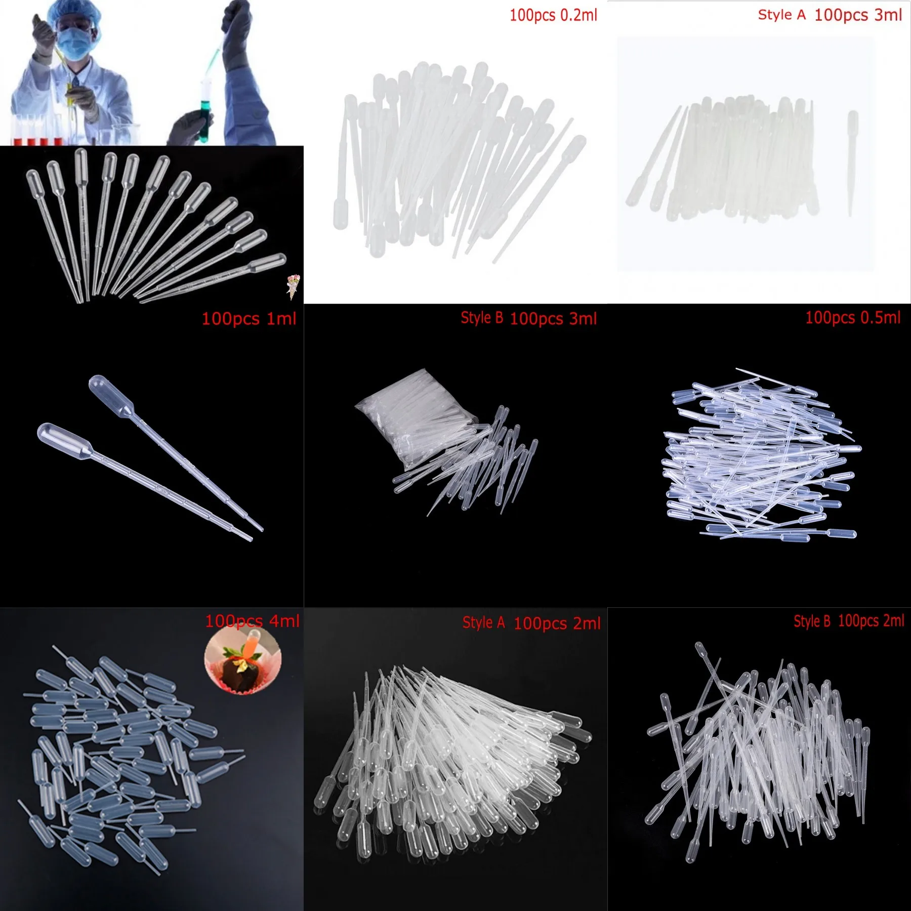 100Pcs 0.2/0.5/1/3/4ML Pipettes Plastic Disposable Graduated Pasteur Pipette Dropper Polyethylene Makeup Tools laboratory tools
100Pcs 0.2/0.5/1/3/4ML Pipettes Plastic Disposable Graduated Pasteur Pipette Dropper Polyethylene Makeup Tools laboratory tools