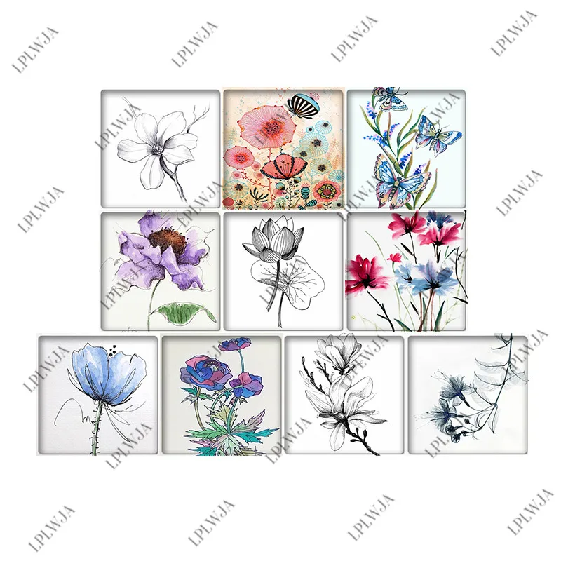 LPLWJA 10pcs Beautiful Colourful Flower Square Shape Glass Cabochon Mixed Photo Demo Flatback Base Tray DIY Jewelry Findings
LPLWJA 10pcs Beautiful Colourful Flower Square Shape Glass Cabochon Mixed Photo Demo Flatback Base Tray DIY Jewelry Findings