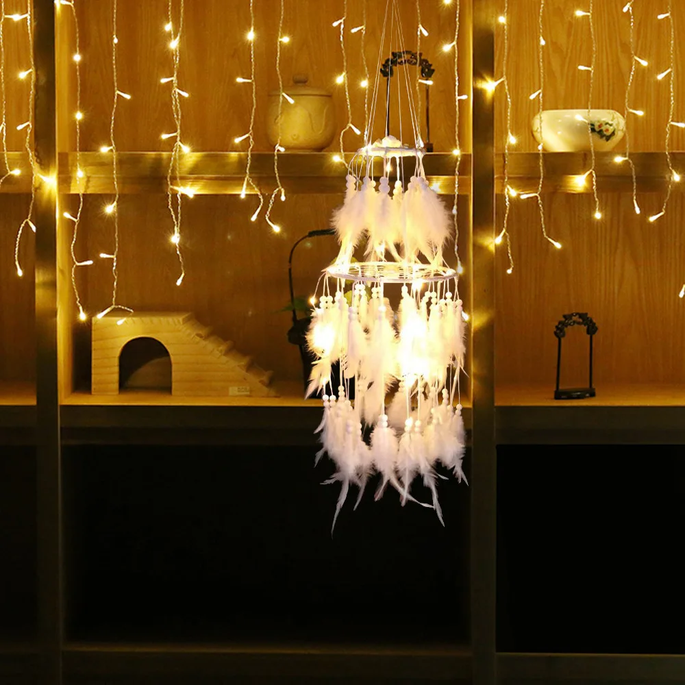 INS Handmade New Creative Small Night Lamp Double Layer Dreamcatcher Wind Chimes Pendant Cute Girl Room Decoration Gifts
INS Handmade New Creative Small Night Lamp Double Layer Dreamcatcher Wind Chimes Pendant Cute Girl Room Decoration Gifts