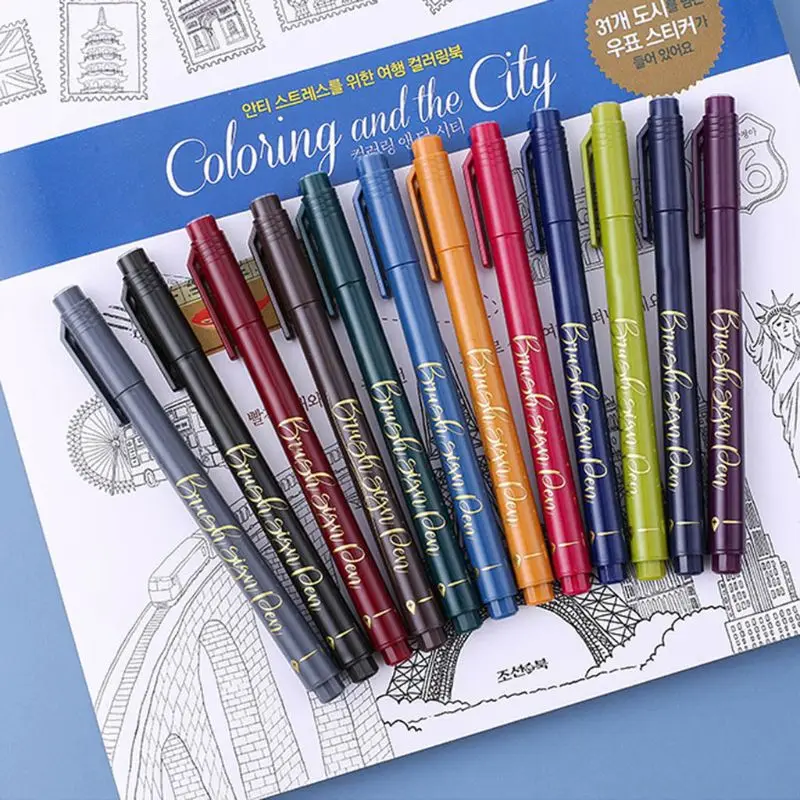 12 Color Calligraphy Marker Brush Pen Small Regular Script Art Drawing Signature
12 Color Calligraphy Marker Brush Pen Small Regular Script Art Drawing Signature