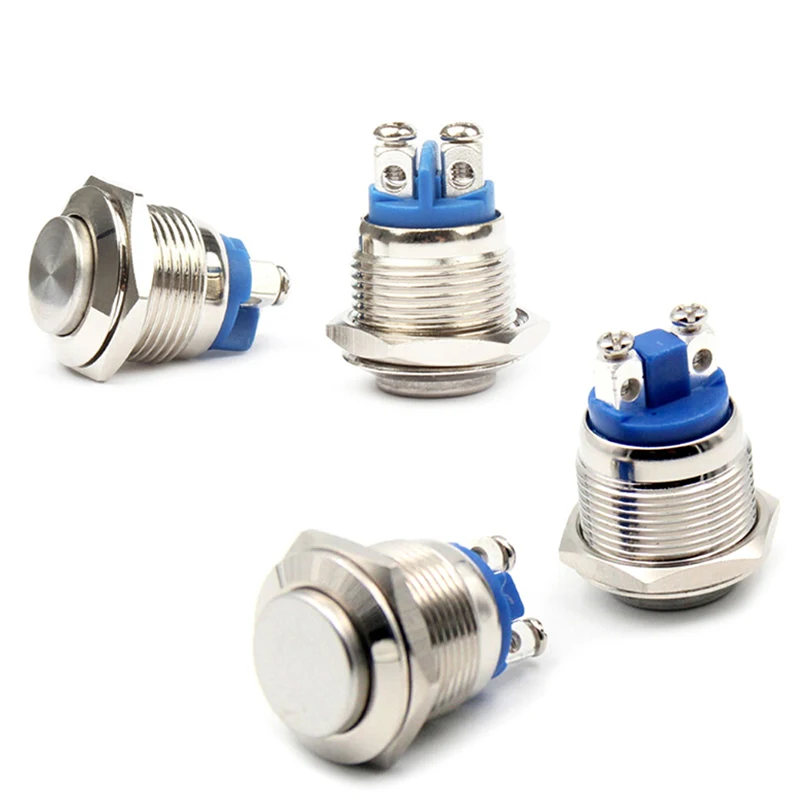 

1Pc 19mm Waterproof Momentary Metal Push Button Switch High Head Switches Rating Value 3A/220V
