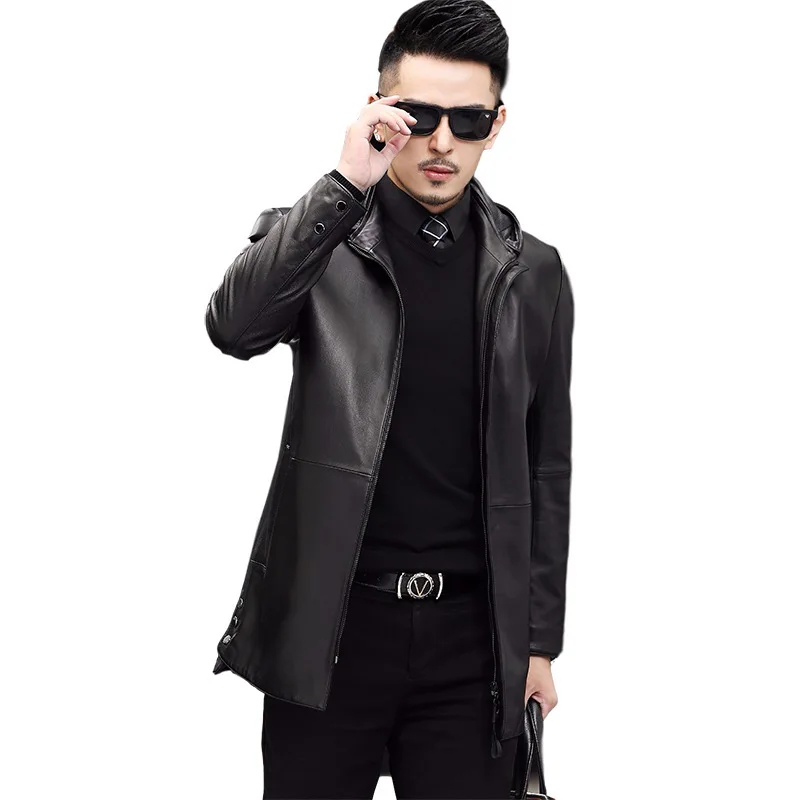 Haining leather coat men's leather detachable hat top layer sheep skin medium length down coat casual windbreaker coat
Haining leather coat men's leather detachable hat top layer sheep skin medium length down coat casual windbreaker coat