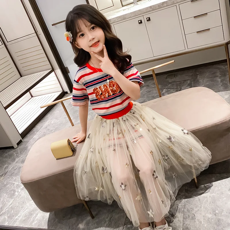 Fashion Summer Girls Clothing Set 2020 Children Striped T-shirt+Princess Gauze Skirt 2Pcs Outfits 3 -14 Y Teen Kids Girl Clothes
Fashion Summer Girls Clothing Set 2020 Children Striped T-shirt+Princess Gauze Skirt 2Pcs Outfits 3 -14 Y Teen Kids Girl Clothes
