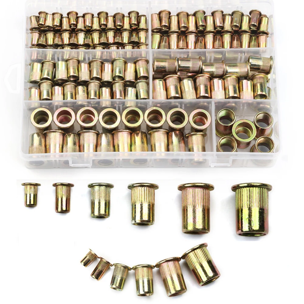 210pcs Rivet Nut Carbon Steel M3 M4 M5 M6 M8 M10 M12 Flat Head Rivet Nut Set Thread Kit Hardware Parts Repair Tool
210pcs Rivet Nut Carbon Steel M3 M4 M5 M6 M8 M10 M12 Flat Head Rivet Nut Set Thread Kit Hardware Parts Repair Tool