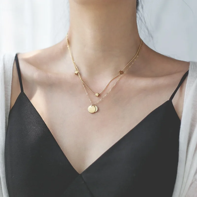YUN RUO Never Fade Yellow Gold Color Double Layer Star Pendant Necklace European Woman Jewelry Fashion Titanium Steel Accessory
YUN RUO Never Fade Yellow Gold Color Double Layer Star Pendant Necklace European Woman Jewelry Fashion Titanium Steel Accessory