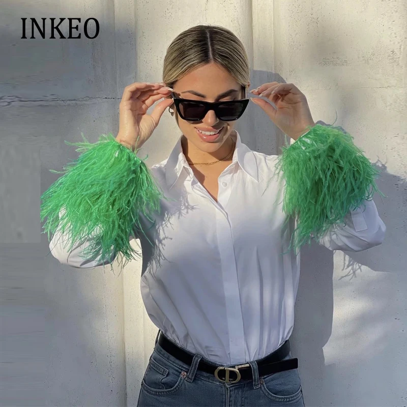 Luxury Women feather patchwork blouse 2022 Spring Summer Designer long sleeve shirt Ladies Loose tops White Club INKEO 1T013
Luxury Women feather patchwork blouse 2022 Spring Summer Designer long sleeve shirt Ladies Loose tops White Club INKEO 1T013