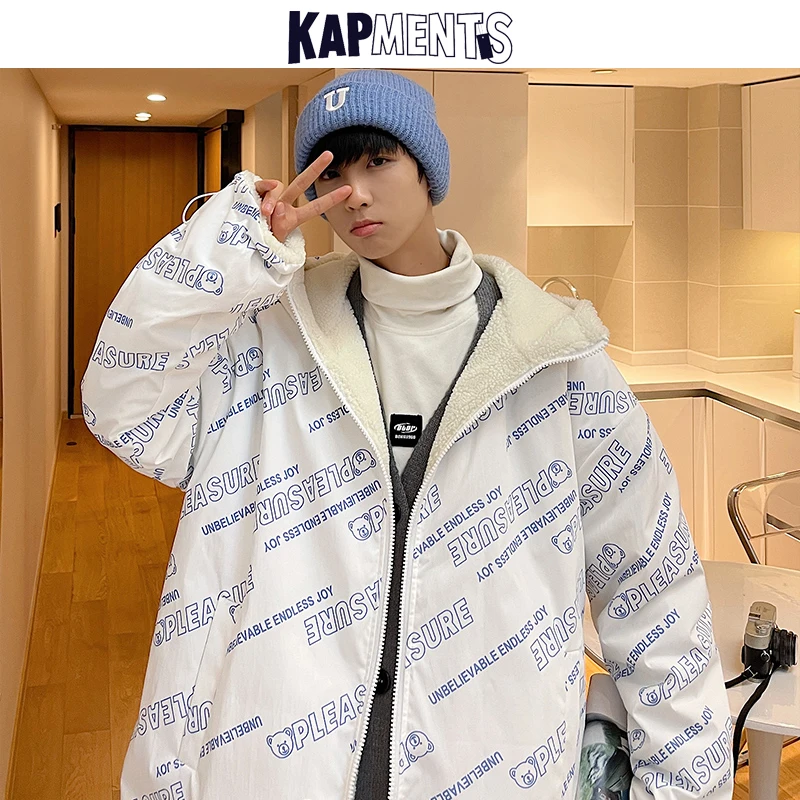 KAPMENTS Men Two Sides Hooded Winter Jacket 2022 Mens Lambswool Black Letter Jackets Coats Male Harajuku Streetwear Outwear Coat 
KAPMENTS Men Two Sides Hooded Winter Jacket 2022 Mens Lambswool Black Letter Jackets Coats Male Harajuku Streetwear Outwear Coat