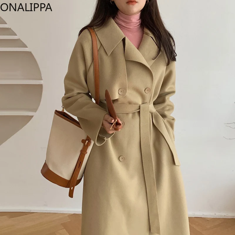 Onalippa Women Jacket 2021 Fall Winter French Retro Temperament Lapel Double-Breasted Straps Waist Long Double-Sided Woolen Coat
Onalippa Women Jacket 2021 Fall Winter French Retro Temperament Lapel Double-Breasted Straps Waist Long Double-Sided Woolen Coat