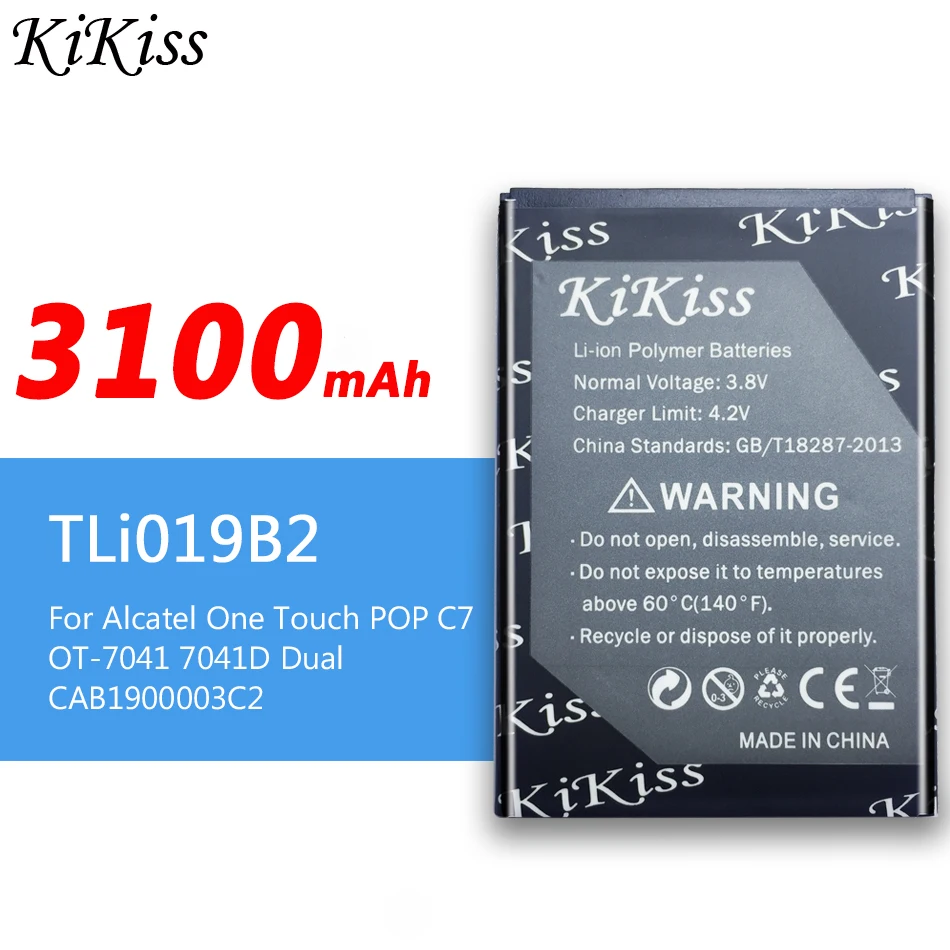 Аккумулятор большой емкости 3100 мАч для ALCATEL One Touch POP C7 OT 7041 7041D двойная батарея
