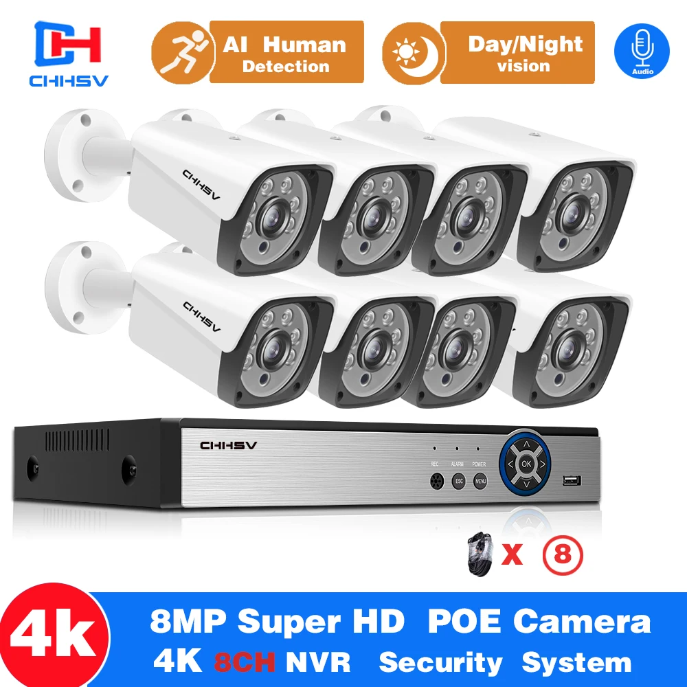 Комплект уличных IP-камер видеонаблюдения, 4K Ultra HD POE, 8 каналов, 8 Мп, H.265, NVR, Аудиозапись
Комплект уличных IP-камер видеонаблюдения, 4K Ultra HD POE, 8 каналов, 8 Мп, H.265, NVR, Аудиозапись