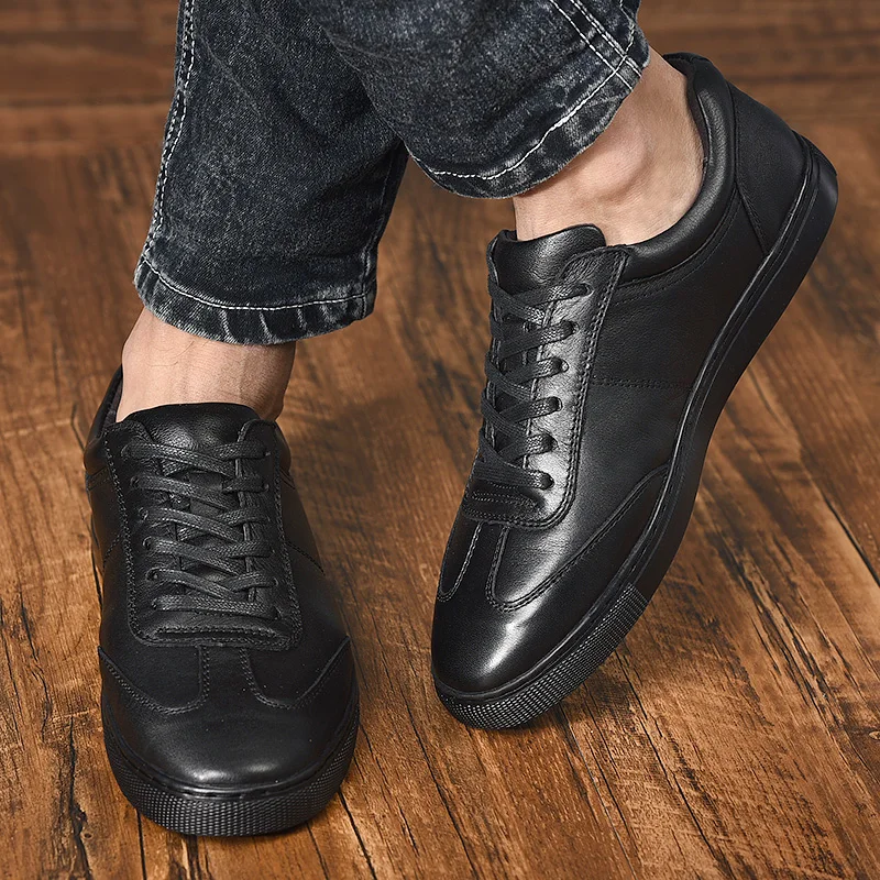 Men's Shoes genuine Leather Fashion black White Casual Shoe Man Walking Sneakers Genuine Leather chaussure homme Soft flats
Men's Shoes genuine Leather Fashion black White Casual Shoe Man Walking Sneakers Genuine Leather chaussure homme Soft flats