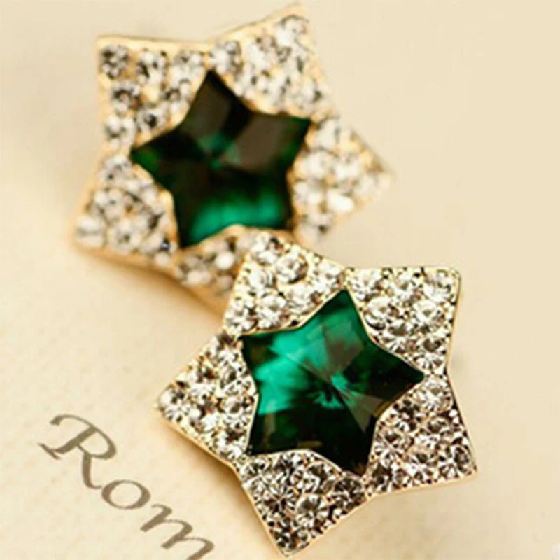 Charm Full Rhinestone Five-pointed Star Shaped Earring Green/Blue Crystal Starfish Stud Earrings For Women Wedding Party Jewelry
Charm Full Rhinestone Five-pointed Star Shaped Earring Green/Blue Crystal Starfish Stud Earrings For Women Wedding Party Jewelry