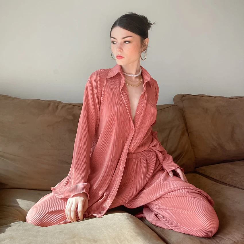 Hiloc Butterfly Sleeve Sleepwear Women'S Suit Turn Down Collar Oversized Clothing Sets Loose Winter Set Woman 2 Pieces Homewear
Hiloc Butterfly Sleeve Sleepwear Women'S Suit Turn Down Collar Oversized Clothing Sets Loose Winter Set Woman 2 Pieces Homewear