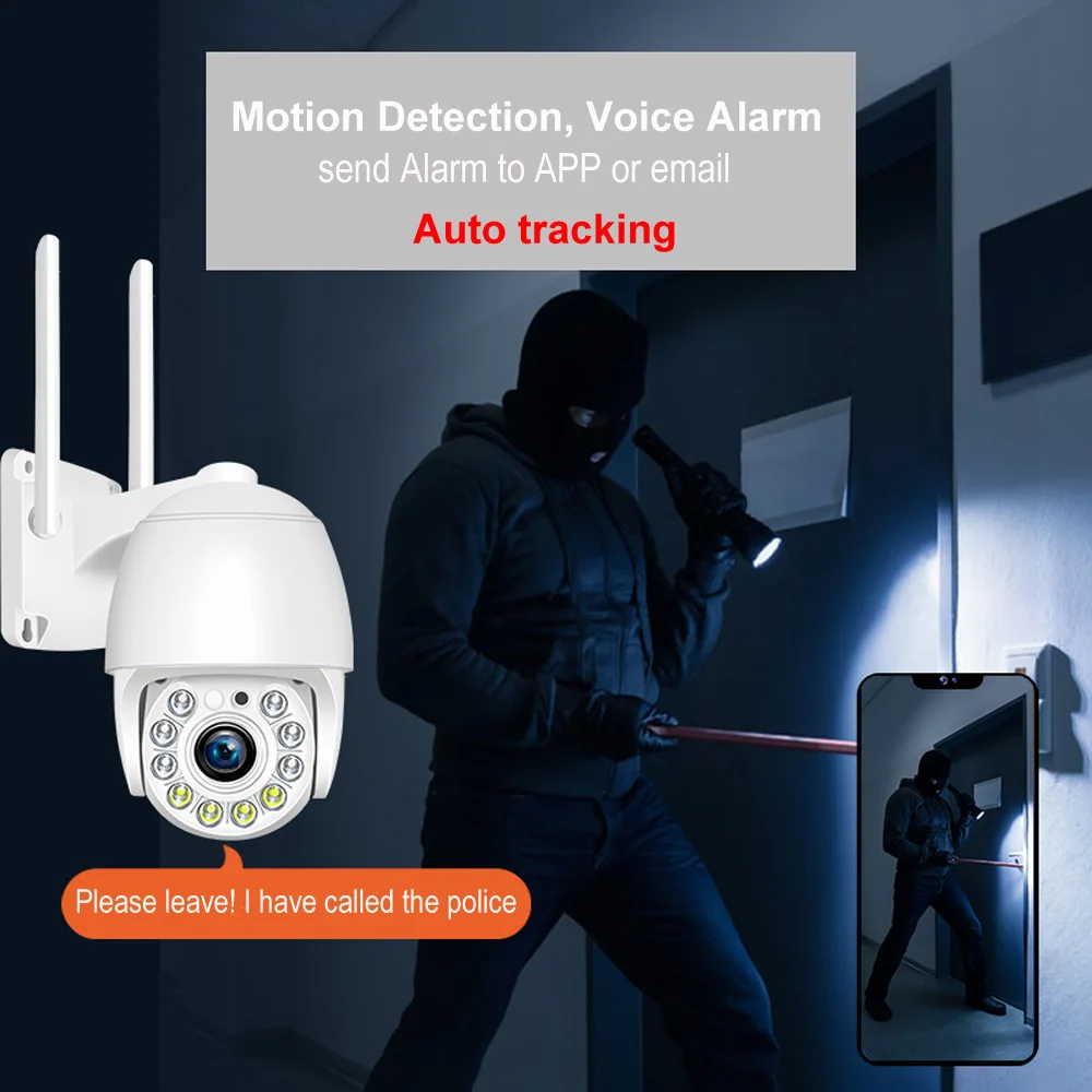 2MP 1080P 4X digital zoom WIFI IP Camera Smart Auto Tracking Wireless PTZ Outdoor Video Surveillance CCTV Security Camera
2MP 1080P 4X digital zoom WIFI IP Camera Smart Auto Tracking Wireless PTZ Outdoor Video Surveillance CCTV Security Camera