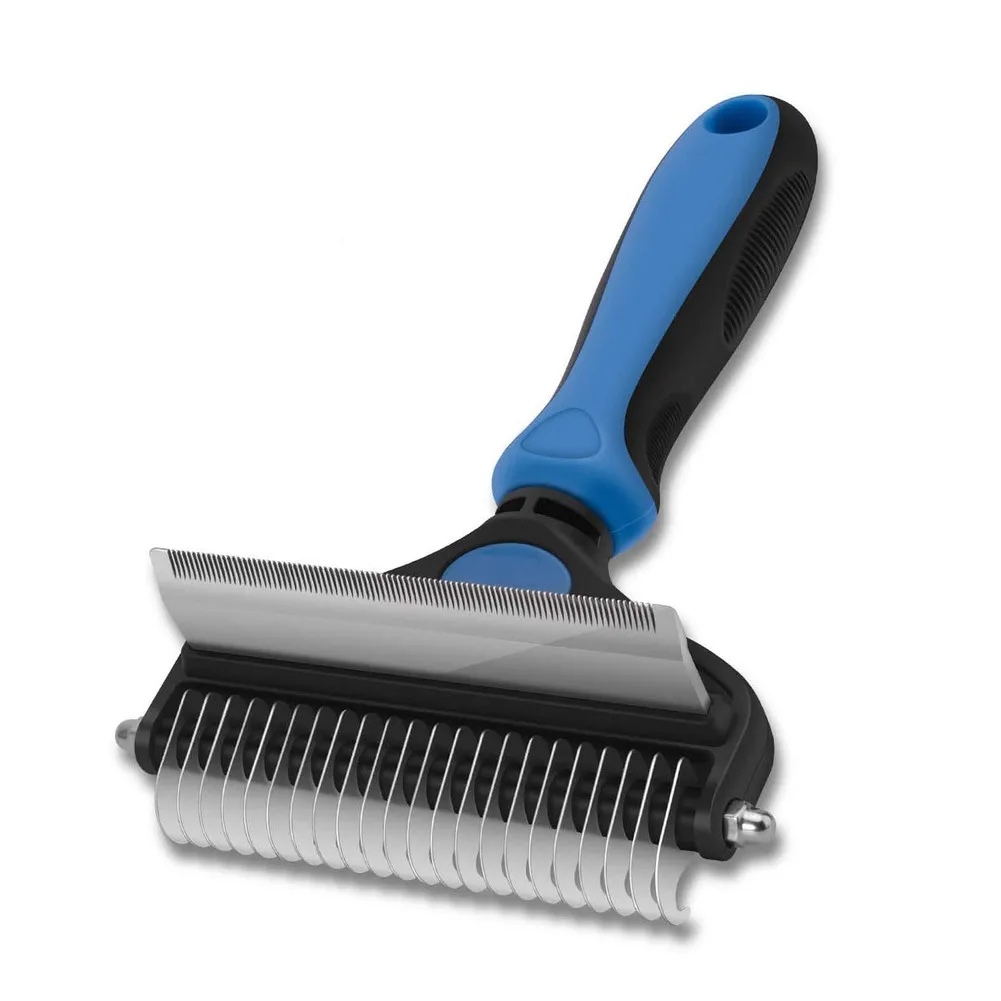 Dog Comb Rake 2 In 1 Safe Double-Sided Comfortable Handle Pet Grooming Brush For Cats Dogs Deshedding Mats Tangles Removing
Dog Comb Rake 2 In 1 Safe Double-Sided Comfortable Handle Pet Grooming Brush For Cats Dogs Deshedding Mats Tangles Removing