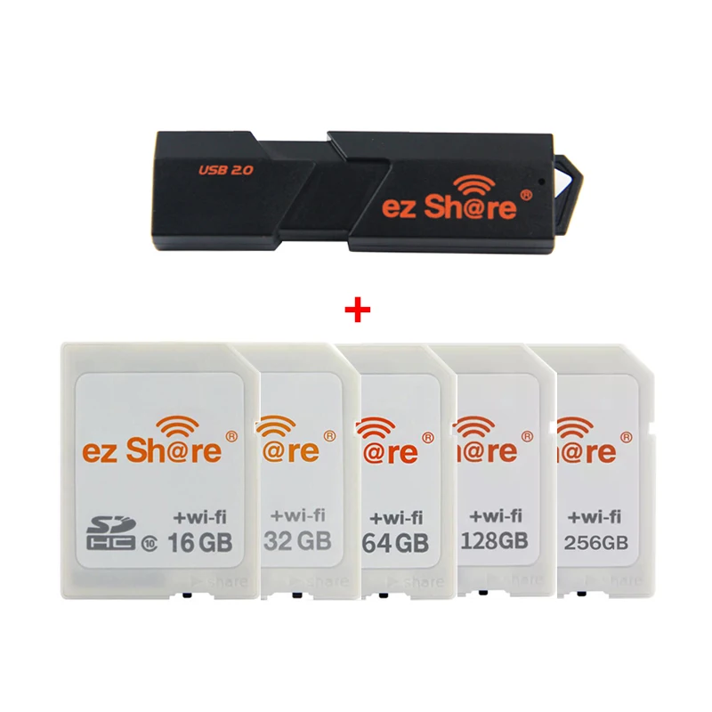 EZ Share Wi-Fi-карта с ридером 16 ГБ 32 64 128 256 SD-карта Wi-Fi карты памяти SDHC SDXC класса 10 -