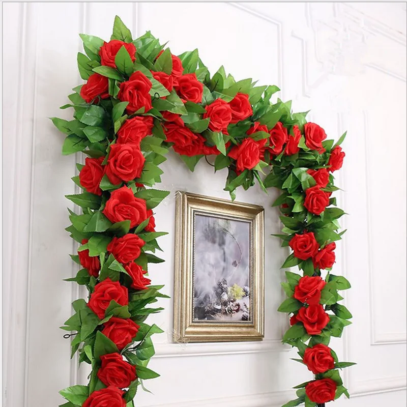 250CM Silk Roses Lvy Vine With Green Leaves For Home Wedding Decoration Fake Leaf Diy Hanging Garland Artificial Flowers
250CM Silk Roses Lvy Vine With Green Leaves For Home Wedding Decoration Fake Leaf Diy Hanging Garland Artificial Flowers