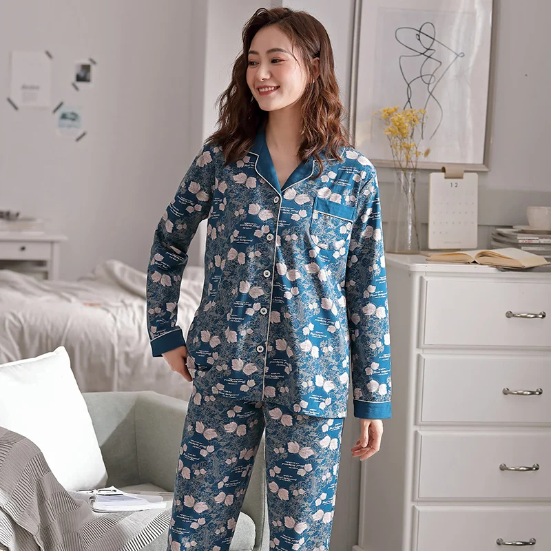 New Autumn Knitted Cotton Women Sleepwear Floral Womens Pajamas Long Sleeve Casual Soft Loose Plus Size M-3XL Female Homewear
New Autumn Knitted Cotton Women Sleepwear Floral Womens Pajamas Long Sleeve Casual Soft Loose Plus Size M-3XL Female Homewear