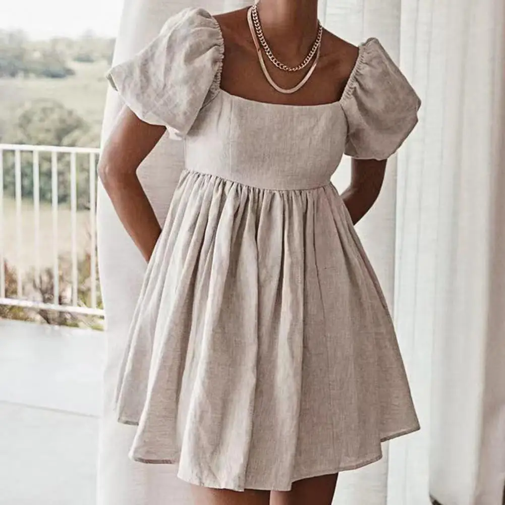 Solid Color Vintage Puff Sleeve Women Dress Elegant High Waist A-Line Dresses O Neck Sexy Summer Short Dress 2021 Vestido
Solid Color Vintage Puff Sleeve Women Dress Elegant High Waist A-Line Dresses O Neck Sexy Summer Short Dress 2021 Vestido