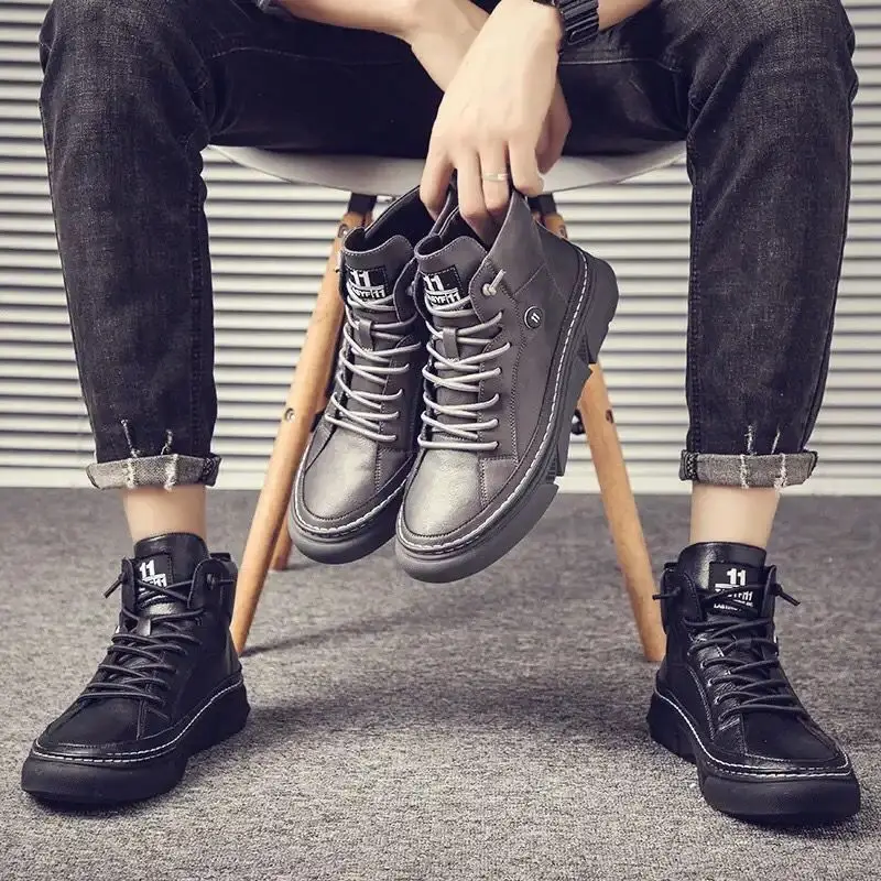 Winter Boots Men High Top Boot Casual Shoes Man Work Clothes Pure Black Tide Boots Men's British Style Boot Fashion Footwear
Winter Boots Men High Top Boot Casual Shoes Man Work Clothes Pure Black Tide Boots Men's British Style Boot Fashion Footwear