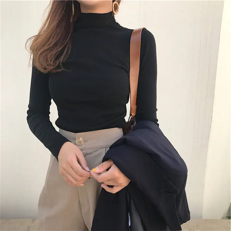 Black Mock-Neck Undershirt Inner Wear Women 2021new Fashionable Korean Style Tight Top Spring and Autumn Long Sleeve T-shirt
Black Mock-Neck Undershirt Inner Wear Women 2021new Fashionable Korean Style Tight Top Spring and Autumn Long Sleeve T-shirt