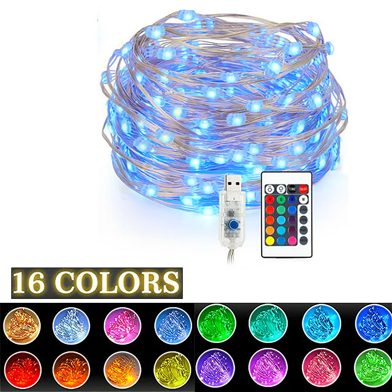 Remote Control Fairy Led String Lights 16 Colors USB 5V 5m/10m Christmas Garland Outdoor light for Wedding Xmas Party Decoration
Remote Control Fairy Led String Lights 16 Colors USB 5V 5m/10m Christmas Garland Outdoor light for Wedding Xmas Party Decoration