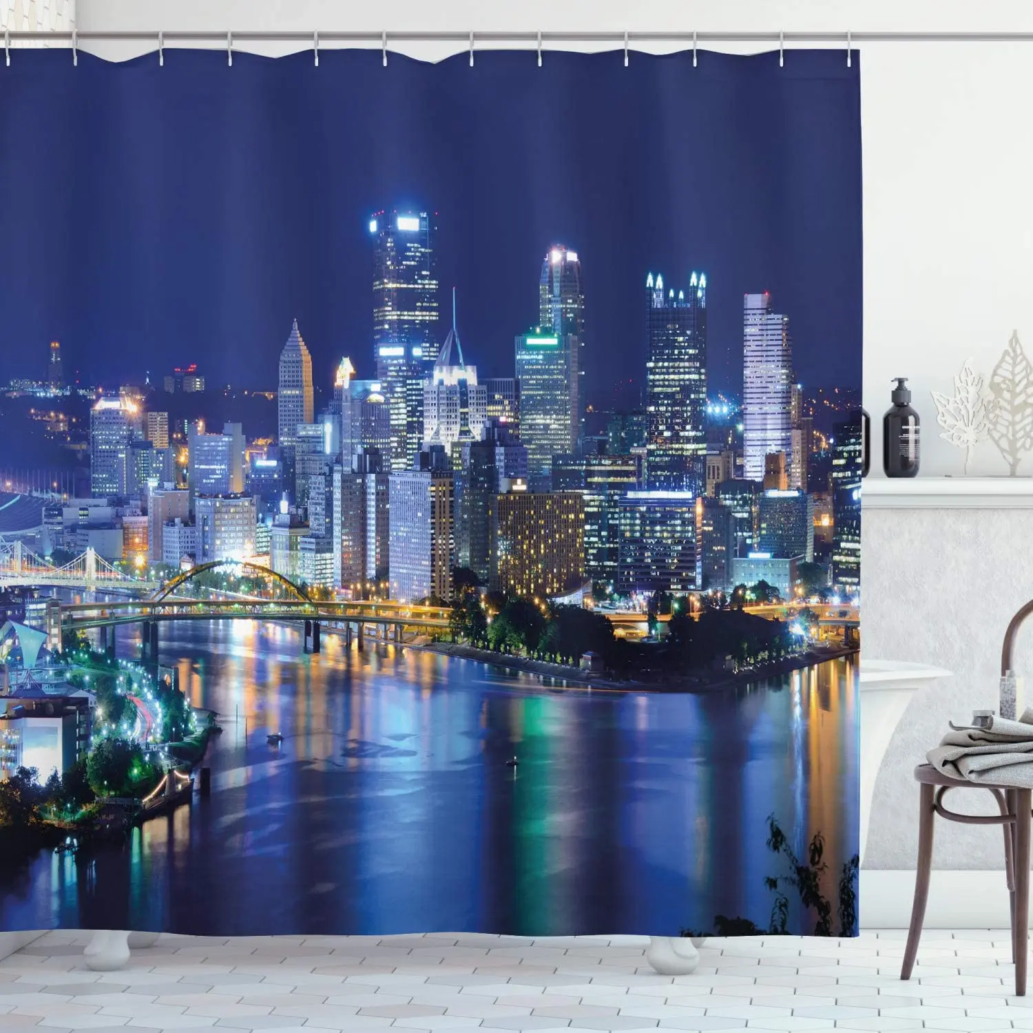 Cityscape Shower Curtain Skyscrapers Downtown Pittsburgh American Night Skyline Business Town Scenery
Cityscape Shower Curtain Skyscrapers Downtown Pittsburgh American Night Skyline Business Town Scenery
