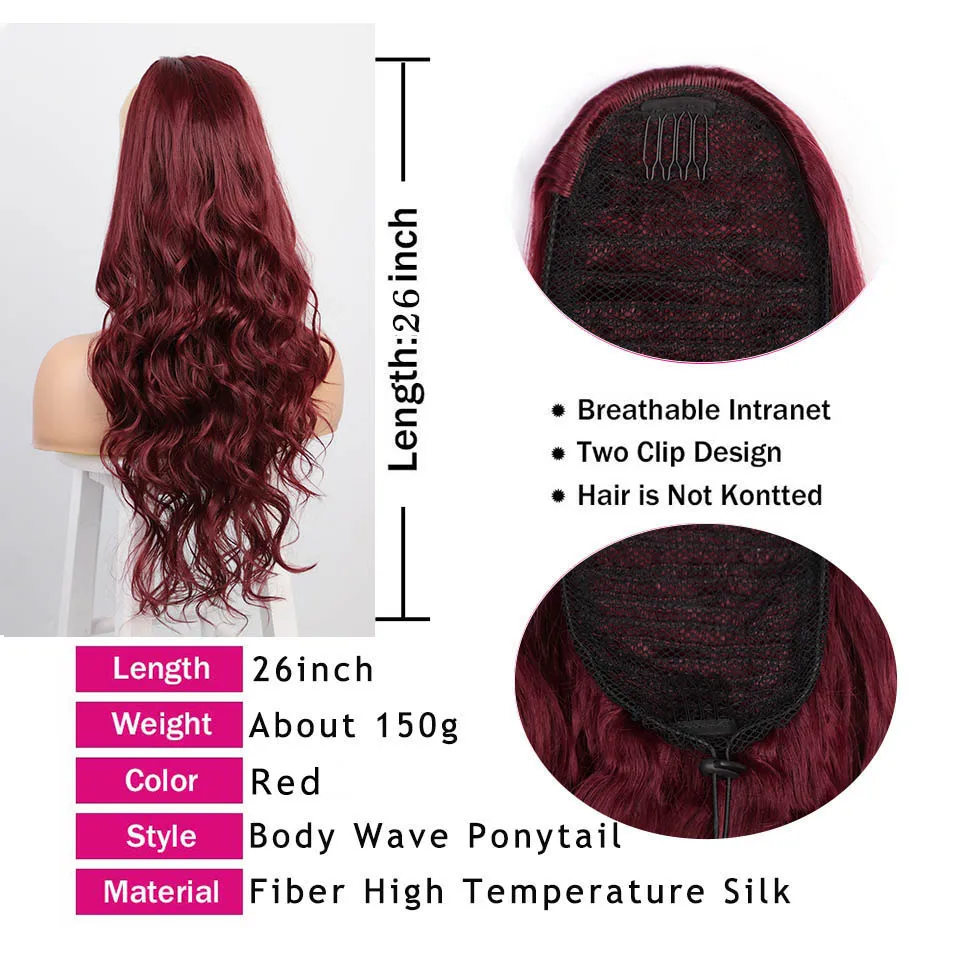 Синтетический хвост AISI BEAUTY красные светлые черные длинные волнистые волосы для