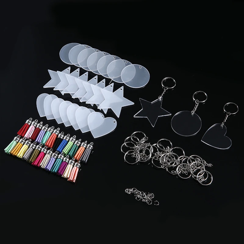 24pcs Acrylic Keychain Blank Fashion Jewelry DIY Craft Key Chain Transparent Star Heart Circle Discs + Tassels Pendants
24pcs Acrylic Keychain Blank Fashion Jewelry DIY Craft Key Chain Transparent Star Heart Circle Discs + Tassels Pendants