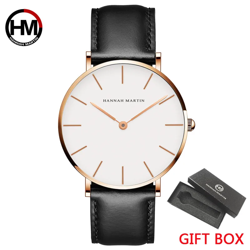 

Hannah Martin Waterproof Wristwatch Gentleman Watches Man Top Brand Quartz Men's Watches Concise Dial Watch Business Men Leather