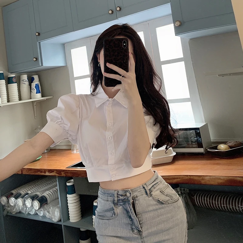Bubble sleeve shirt women's summer 2021 new design small white shirt hot girl short top
Bubble sleeve shirt women's summer 2021 new design small white shirt hot girl short top