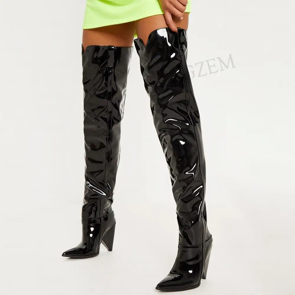 LAIGZEM, женские сапоги выше колен, блестящий черный шип на плоском квадратном каблуке; Вечерние плотно облегающие высокие сапоги; Женская обув...
LAIGZEM, женские сапоги выше колен, блестящий черный шип на плоском квадратном каблуке; Вечерние плотно облегающие высокие сапоги; Женская обув...