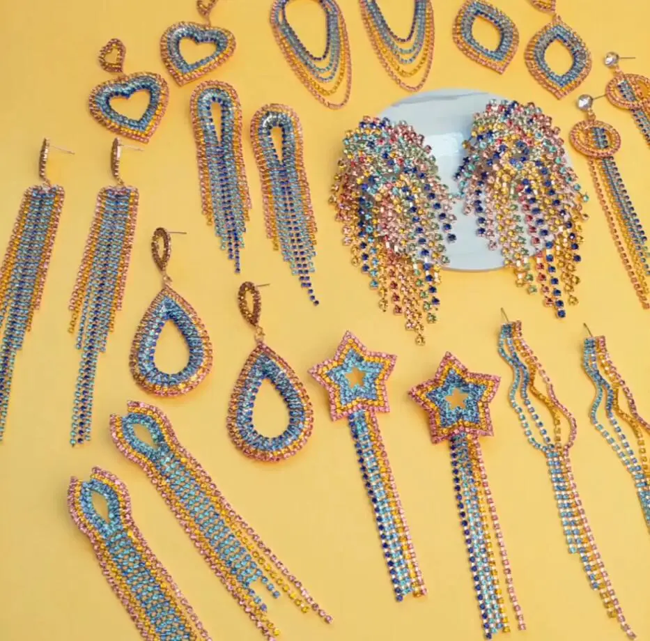 Ladies Pendant Colorful Crystal Earrings Fashion Fringe Long Stud Earrings Party Celebration Statement Earrings Jewelry Gifts
Ladies Pendant Colorful Crystal Earrings Fashion Fringe Long Stud Earrings Party Celebration Statement Earrings Jewelry Gifts