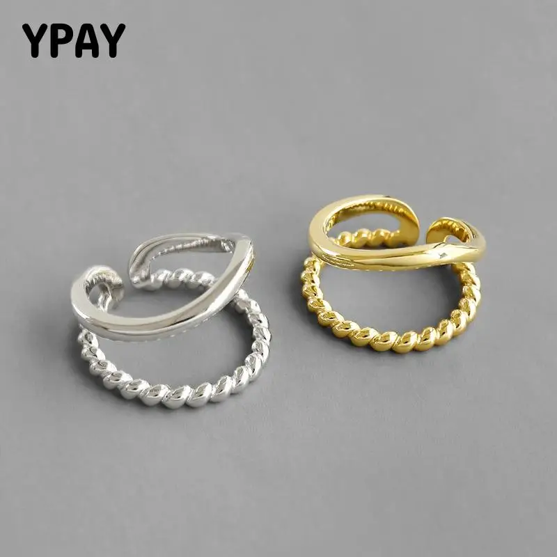 YPAY 100% Genuine 925 Sterling Silver Open Rings for Women Korea INS Simple Double Layer Line Twist Adjustable Ring Gift YMR1035
YPAY 100% Genuine 925 Sterling Silver Open Rings for Women Korea INS Simple Double Layer Line Twist Adjustable Ring Gift YMR1035