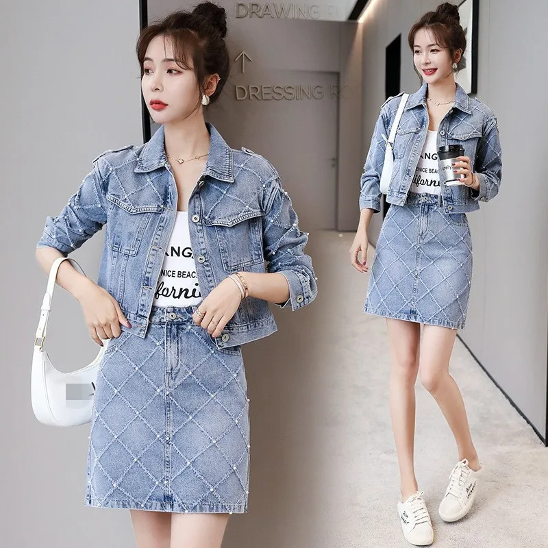 Jeans Suit Skirt Women 's 2021 Spring And Autumn Lady Elegant Denim Mini Skirt Two - Piece Set
Jeans Suit Skirt Women 's 2021 Spring And Autumn Lady Elegant Denim Mini Skirt Two - Piece Set