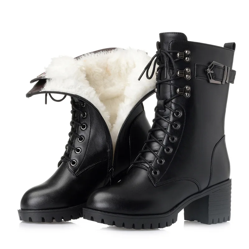 DM471 Genuine Leather women Mid-Calf boots large size 43 fashion women lace-up Martin boots Thick heel wool boots Botas Mujer
DM471 Genuine Leather women Mid-Calf boots large size 43 fashion women lace-up Martin boots Thick heel wool boots Botas Mujer