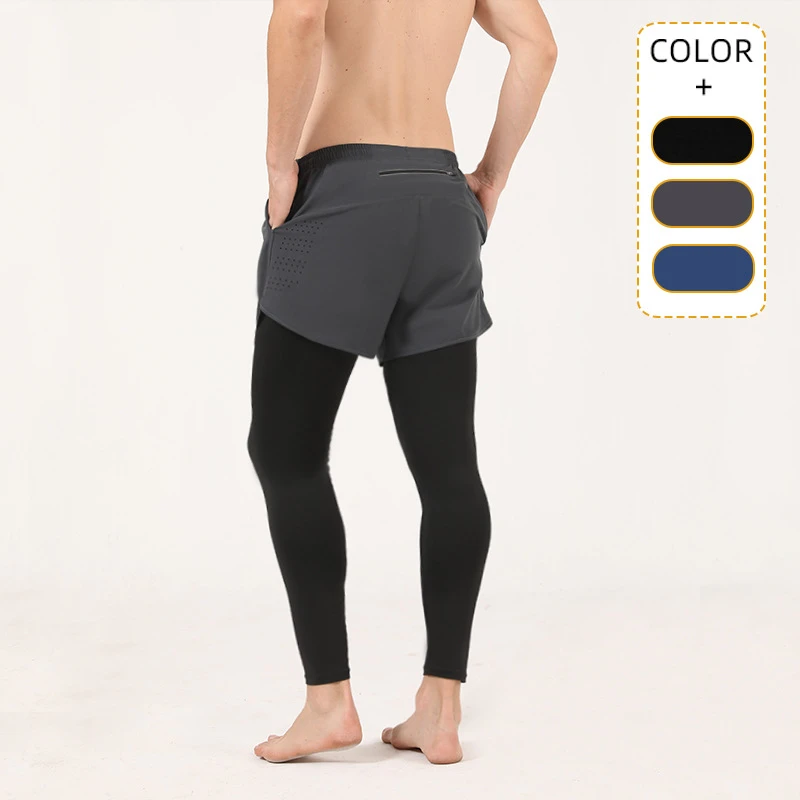 Men's fake two-piece tight trousers, quick-drying, breathable back waist pocket reflective sports fitness trousers
Men's fake two-piece tight trousers, quick-drying, breathable back waist pocket reflective sports fitness trousers