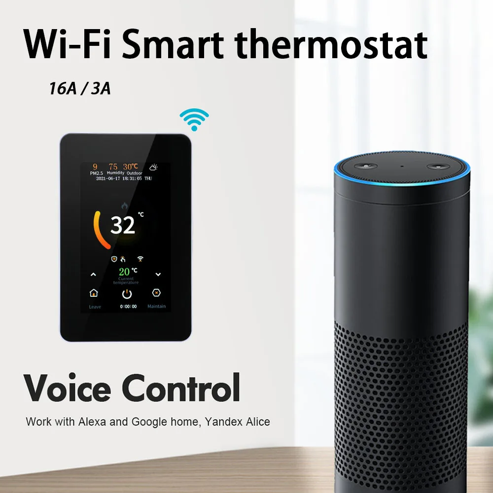 Wi-Fi Smart Thermostat Wall Hanging LCD Touch Screen Heating Temperature Remote Controller Work for Google Alexa Home
Wi-Fi Smart Thermostat Wall Hanging LCD Touch Screen Heating Temperature Remote Controller Work for Google Alexa Home